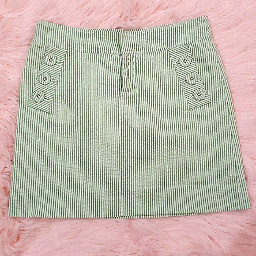 Lilly Pulitzer green and white striped skirt